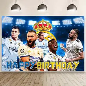Madrid Football Birthday Party Decorations, 5x3ft Happy Birthday Back Drop Banner Theme Backdrop Banner for Soccer Party Decorations Indoor Outdoor Madrid Football Birthday Party Decorations, 5x3ft Happy Birthday Back Drop Banner Theme Backdrop Banner for Soccer Party Decorations Indoor Outdoor