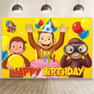 Cartoon for George of Curious Birthday Party Backdrop,Cartoon Themed Birthday Banner Photo Background Props for Party Decoration 5x3ft Cartoon for George of Curious Birthday Party Backdrop,Cartoon Themed Birthday Banner Photo Background Props for Party Decoration 5x3ft