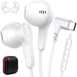 USB C Earbuds Wired C Plug Headphone 90°Right Angle Earphones White | Cord Headphones with Microphone Volume Control for iPhone 17 16 15 Pro for Google Pixel 10 9 Pro for Samsung S26 Ultra S25 USB C Earbuds Wired C Plug Headphone 90°Right Angle Earphones White | Cord Headphones with Microphone Volume Control for iPhone 17 16 15 Pro for Google Pixel 10 9 Pro for Samsung S26 Ultra S25