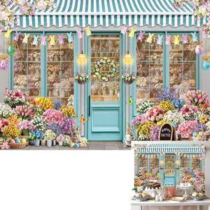 Easter Bunny Shop Backdrop Spring Flowers Shop Happy Easter Day Photoshoot Background Colorful Tulips Floral Market Party Decoration Banner Booth Props (8x6FT(94 x 70 inch)) Easter Bunny Shop Backdrop Spring Flowers Shop Happy Easter Day Photoshoot Background Colorful Tulips Floral Market Party Decoration Banner Booth Props (8x6FT(94 x 70 inch))