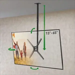 38'' Long TV Ceiling Mount, 13-65 inch Full Motion - 3 Movement Flat/Curved Screen Bracket, Holds up to 88lbs, Telescopic Height Adjustment, Fits LED OLED LCD 38'' Long TV Ceiling Mount, 13-65 inch Full Motion - 3 Movement Flat/Curved Screen Bracket, Holds up to 88lbs, Telescopic Height Adjustment, Fits LED OLED LCD