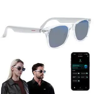 AI Smart Glasses, Translator, Open-Ear Bluetooth Audio, Black TR90 Frame | Real-time AI interpreter & translator, open-ear speakers, auto on/off wear sensor, touch control, for men & women AI Smart Glasses, Translator, Open-Ear Bluetooth Audio, Black TR90 Frame | Real-time AI interpreter & translator, open-ear speakers, auto on/off wear sensor, touch control, for men & women