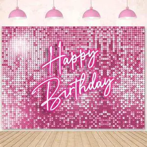 Glitter Pink Happy Birthday Backdrop Banner Decorations for Women,Pink Neon Birthday Backdrops Sign Shining Shimmer Wall Photography Background Girls Bday Party Banner Photo Booth Props 7x5ft Glitter Pink Happy Birthday Backdrop Banner Decorations for Women,Pink Neon Birthday Backdrops Sign Shining Shimmer Wall Photography Background Girls Bday Party Banner Photo Booth Props 7x5ft