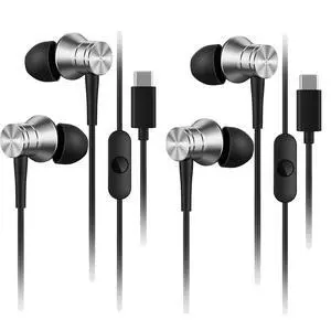 2-Pack Piston-Fit Headphones, USB-C in Ear Ear Buds with Mic, Wired Earbuds, Noise Isolation, Control Button, Comfortable Earphones for iPhone 17/16/15/Samsung/Tablet, Silver 2-Pack Piston-Fit Headphones, USB-C in Ear Ear Buds with Mic, Wired Earbuds, Noise Isolation, Control Button, Comfortable Earphones for iPhone 17/16/15/Samsung/Tablet, Silver