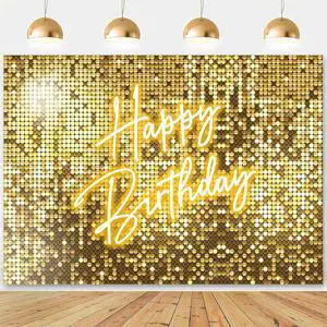 Gold Happy Birthday Decorations Backdrop Banner,Glitter Neon Golden Birthday Backdrop Sign for Women Girls Shiny Shimmer Wall Photography Background Gold Party Supplies Photo Booth Props 7x5ft Gold Happy Birthday Decorations Backdrop Banner,Glitter Neon Golden Birthday Backdrop Sign for Women Girls Shiny Shimmer Wall Photography Background Gold Party Supplies Photo Booth Props 7x5ft