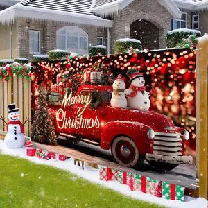 Merry Christmas Banner Decoration New Year Outdoor Flag Indoor Home Decor Party Supplies Yard Sign Background for Photography (Car, 71x43 Inch) Merry Christmas Banner Decoration New Year Outdoor Flag Indoor Home Decor Party Supplies Yard Sign Background for Photography (Car, 71x43 Inch)