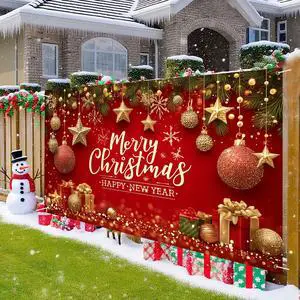 Merry Christmas Banner Decoration New Year Outdoor Flag Indoor Home Decor Party Supplies Yard Sign Background for Photography (Red, 71x43 Inch) Merry Christmas Banner Decoration New Year Outdoor Flag Indoor Home Decor Party Supplies Yard Sign Background for Photography (Red, 71x43 Inch)