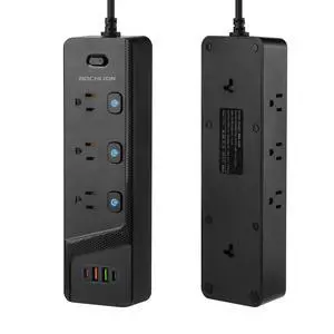 BOCHLON 6ft Extension Cord with MultipleOutlets, Flat Plug Power Plate with Long Cord, 6Ac Outlets,2 USB A(Qc3.0) and 2 USB-C(PD20W) Ports, Home Office Surge Protection (Black) BOCHLON 6ft Extension Cord with MultipleOutlets, Flat Plug Power Plate with Long Cord, 6Ac Outlets,2 USB A(Qc3.0) and 2 USB-C(PD20W) Ports, Home Office Surge Protection (Black)