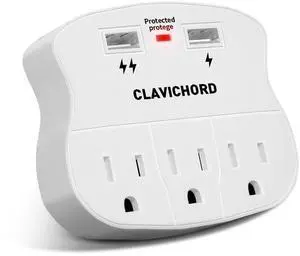 Multi Plug Wall Outlet, 3 Outlet 2 USB Surge Protector with LED Indicator | 15A 125V 1875W 60Hz, smart fast charging, flame retardant, compact & travel friendly, ETL certified safety for TV/PC/phone Multi Plug Wall Outlet, 3 Outlet 2 USB Surge Protector with LED Indicator | 15A 125V 1875W 60Hz, smart fast charging, flame retardant, compact & travel friendly, ETL certified safety for TV/PC/phone