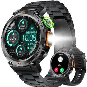 Military Smart Watch for Men with LED Flashlight 1.45" HD Bluetooth Calling | Rugged Tactical Smartwatch, Outdoor Sports Fitness Tracker Watch with Heart Rate Sleep Monitor for iPhone Android Phone Military Smart Watch for Men with LED Flashlight 1.45" HD Bluetooth Calling | Rugged Tactical Smartwatch, Outdoor Sports Fitness Tracker Watch with Heart Rate Sleep Monitor for iPhone Android Phone