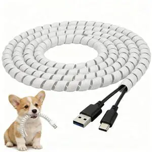 Dog and Cat Cord Protector 10 mm Spiral Cable Wire Wrap from Pets No Chew Cat Proofing Cords 5 Pcs/Pack for TV Computer Ebike Electrical Wire(49.2 ft,White) Dog and Cat Cord Protector 10 mm Spiral Cable Wire Wrap from Pets No Chew Cat Proofing Cords 5 Pcs/Pack for TV Computer Ebike Electrical Wire(49.2 ft,White)