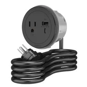 Legrand RFPCRUAUC-BK Round Furniture Power Center with USB, 1 Outlet, Type A/C USB, 6 Foot Cord, Black Legrand RFPCRUAUC-BK Round Furniture Power Center with USB, 1 Outlet, Type A/C USB, 6 Foot Cord, Black