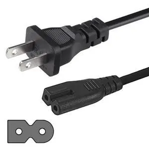 18AWG 2-Prong to Square/Round Connector AC Universal Replacement Power Cable Universal Wire PVC Black Cord 15 feet 18AWG 2-Prong to Square/Round Connector AC Universal Replacement Power Cable Universal Wire PVC Black Cord 15 feet