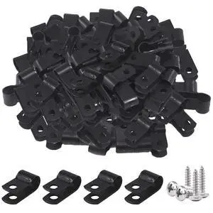 120Pcs 1/4 Inch Black Nylon Screw Mounting R-Type Cable Clip Wire Clamp with 120Pcs Screws for Wire, Cable, Conduit and Cable Conduit Kit (Black) 120Pcs 1/4 Inch Black Nylon Screw Mounting R-Type Cable Clip Wire Clamp with 120Pcs Screws for Wire, Cable, Conduit and Cable Conduit Kit (Black)