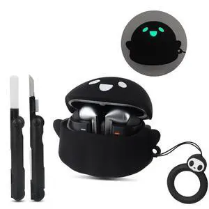 Cute Case for Samsung Galaxy Buds 3 FE / 3/3 Pro Cover, Black | with Cleaner kit, Eyes Glowing in the Dark, Soft Silicone Anime Funny Ghost Case for Galaxy Buds 3FE/3/3 Pro for Men Women Cute Case for Samsung Galaxy Buds 3 FE / 3/3 Pro Cover, Black | with Cleaner kit, Eyes Glowing in the Dark, Soft Silicone Anime Funny Ghost Case for Galaxy Buds 3FE/3/3 Pro for Men Women