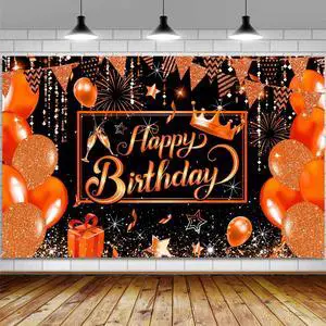 Orange Happy Birthday Party Banner Backdrop, Orange and Black Balloons Large Banner Party Decorations Supplies for Men Women, Birthday Indoor Outdoor Sign Poster Background Decor 72X44 Inch Orange Happy Birthday Party Banner Backdrop, Orange and Black Balloons Large Banner Party Decorations Supplies for Men Women, Birthday Indoor Outdoor Sign Poster Background Decor 72X44 Inch