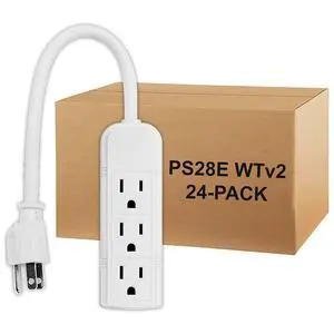 Uninex PS28E WTv2 Compact Grounded 3-Outlet Power Strip, 1-Foot | Value Pack, ETL Listed, 24-Pack Uninex PS28E WTv2 Compact Grounded 3-Outlet Power Strip, 1-Foot | Value Pack, ETL Listed, 24-Pack