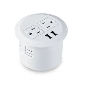Desktop Power Grommet Power Outlet Socket Desk Data Center 2 Outlet with 2 USB Ports with 10 FT Extension Cord(White) Desktop Power Grommet Power Outlet Socket Desk Data Center 2 Outlet with 2 USB Ports with 10 FT Extension Cord(White)
