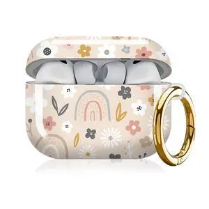 Compatible with AirPod Pro 3 Case, Cute Hard TPU Protective Cover with Keychain, Shockproof Design Case for Women & Girls,Cute Flowers Rainbow Compatible with AirPod Pro 3 Case, Cute Hard TPU Protective Cover with Keychain, Shockproof Design Case for Women & Girls,Cute Flowers Rainbow