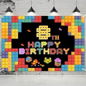 Happy 8th Birthday Lego Theme Birthday Backdrop Banner - 5.9x3.9FT Colorful Building Blocks Party Decorations, Fabric Photo Booth Background Sign for Boys Girls Indoor Outdoor Happy 8th Birthday Lego Theme Birthday Backdrop Banner - 5.9x3.9FT Colorful Building Blocks Party Decorations, Fabric Photo Booth Background Sign for Boys Girls Indoor Outdoor