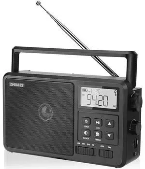 Shortwave Radio with Bluetooth, AM FM SW Portable Receiver by 4 AA Batteries, 4 inch Large Speaker/External Antenna Port/Presets/Start Timer/Sleep Timer, Support USB/Micro SD for Home ZWS-206 Shortwave Radio with Bluetooth, AM FM SW Portable Receiver by 4 AA Batteries, 4 inch Large Speaker/External Antenna Port/Presets/Start Timer/Sleep Timer, Support USB/Micro SD for Home ZWS-206