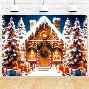 Christmas Gingerbread House Backdrop Banner Winter Christmas Party Decorations for Kids Snow Gingerbread Candy House Holiday Photography Backdground Wall Decor Photo Props 7x5ft Christmas Gingerbread House Backdrop Banner Winter Christmas Party Decorations for Kids Snow Gingerbread Candy House Holiday Photography Backdground Wall Decor Photo Props 7x5ft