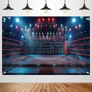 Boxing Ring Spotlight Photography Backdrop Banner - Dramatic Fight Night Scene Background for Studio, Party & Video Shoot 72x43 Inch Boxing Ring Spotlight Photography Backdrop Banner - Dramatic Fight Night Scene Background for Studio, Party & Video Shoot 72x43 Inch
