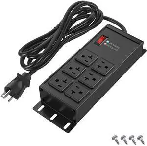 20 AMP Heavy Duty Surge Protector Power Strip, 12AWG 6FT Cord | 2500W Extension Cord with Multiple Outlets, 4000J Wall Mount Power Strip Electric Extender for Industrial, Workshop, Garage 20 AMP Heavy Duty Surge Protector Power Strip, 12AWG 6FT Cord | 2500W Extension Cord with Multiple Outlets, 4000J Wall Mount Power Strip Electric Extender for Industrial, Workshop, Garage