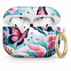 Compatible with AirPod Pro 2nd/1st Generation Case Cover with Key Chain,Full Protective Shockproof Wireless Headphone Case for Airpod Pro 2023/2022/2019(Butterfly Flowers Hearts Lilies Pink Blue) Compatible with AirPod Pro 2nd/1st Generation Case Cover with Key Chain,Full Protective Shockproof Wireless Headphone Case for Airpod Pro 2023/2022/2019(Butterfly Flowers Hearts Lilies Pink Blue)