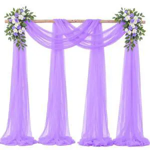 Lavender Purple Arch Draping Fabric for Wedding, 2 Panels 60" x 26Ft Chiffon Drapery Fabric Drapes Backdrop for Wedding Ceremony Baby Shower Bridal Shower Decoration Lavender Purple Arch Draping Fabric for Wedding, 2 Panels 60" x 26Ft Chiffon Drapery Fabric Drapes Backdrop for Wedding Ceremony Baby Shower Bridal Shower Decoration