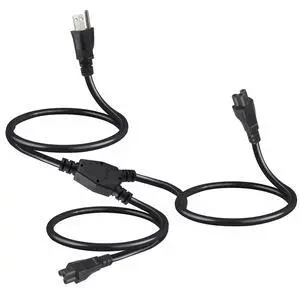 Dual C5 Splitter Power Cord 6FT, NEMA 5-15P to 2X IEC 60320 C5 Female, 1 Outlet to 2 Devices Cloverleaf AC Power Cable, Y Splitter Cord for Laptop Chargers, Monitors, Printers & Projectors Dual C5 Splitter Power Cord 6FT, NEMA 5-15P to 2X IEC 60320 C5 Female, 1 Outlet to 2 Devices Cloverleaf AC Power Cable, Y Splitter Cord for Laptop Chargers, Monitors, Printers & Projectors