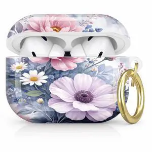 Compatible with AirPod Pro 2nd/1st Generation Case Cover with Key Chain,Full Protective Shockproof Wireless Headphone Case for Airpod Pro 2023/2022/2019(Floral with Pastel Colors Delicate) Compatible with AirPod Pro 2nd/1st Generation Case Cover with Key Chain,Full Protective Shockproof Wireless Headphone Case for Airpod Pro 2023/2022/2019(Floral with Pastel Colors Delicate)