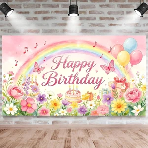 Happy Birthday Backdrop Pink Little Fairy Happy Birthday Party backdrops Happy Birthday Backdrop Pink Little Fairy Happy Birthday Party backdrops