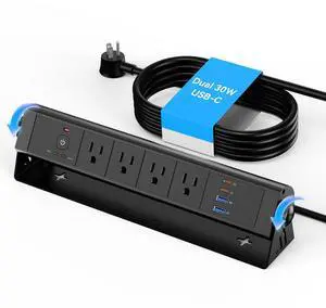 Wall Mount Power Strip with Dual 30W USB-C, 180° Rotating Desk Edge Power Strip with 3 AC Outlets, 2 QC 18W USB-A Ports, Wall Mount Outlets with Switch 6FT Cord for Office and Home Wall Mount Power Strip with Dual 30W USB-C, 180° Rotating Desk Edge Power Strip with 3 AC Outlets, 2 QC 18W USB-A Ports, Wall Mount Outlets with Switch 6FT Cord for Office and Home