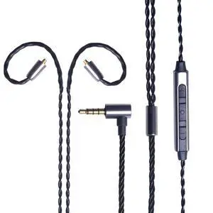 Earphone Upgrade Cable,MMCX Earbuds Replacement Cord,4 Cores Gold-Plated Plug Earphones Audio Adapter for Shure SE215 SE315 SE535 (MMCX,Black,Mic) Earphone Upgrade Cable,MMCX Earbuds Replacement Cord,4 Cores Gold-Plated Plug Earphones Audio Adapter for Shure SE215 SE315 SE535 (MMCX,Black,Mic)