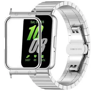 Metal Strap Compatible with Samsung Galaxy Fit 3 SM-R390, Thin Light Stainless Steel Band with Buckle Protective Cover for Galaxy Fit 3 Metal Strap Compatible with Samsung Galaxy Fit 3 SM-R390, Thin Light Stainless Steel Band with Buckle Protective Cover for Galaxy Fit 3