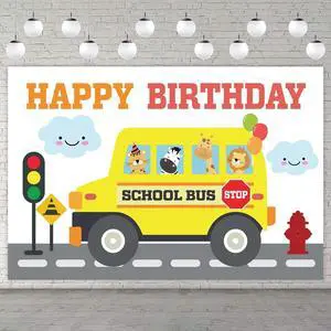 Yellow School Bus Happy Birthday Banner Backdrop Background Photo Booth Props Back to School Wheels on the Bus Theme Decor for First Day of School Welcome Party 1st Birthday Party Favors Decorations Yellow School Bus Happy Birthday Banner Backdrop Background Photo Booth Props Back to School Wheels on the Bus Theme Decor for First Day of School Welcome Party 1st Birthday Party Favors Decorations