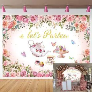 Tea Party Backdrop 7X5FT Pink Floral Let's Partea Photo Background | Spring Tea Party Banner, Princess Wonderland Afternoon Tea Banner, Girls Women Baby Shower Birthday Party Supplies Tea Party Backdrop 7X5FT Pink Floral Let's Partea Photo Background | Spring Tea Party Banner, Princess Wonderland Afternoon Tea Banner, Girls Women Baby Shower Birthday Party Supplies