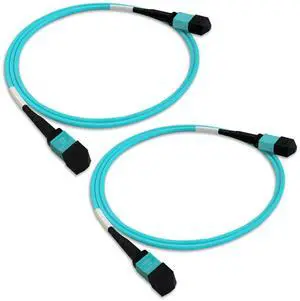 2Pcs 1m MPO Fiber Optic Patch Cord, OM3-150 Multi-Mode Cable Jumper Plug, Female to Female, 12 Core 6 Channel Type B, PC end face, LSZH 3.0mm, Compatible with 8 Core 4 Channel MPO 2Pcs 1m MPO Fiber Optic Patch Cord, OM3-150 Multi-Mode Cable Jumper Plug, Female to Female, 12 Core 6 Channel Type B, PC end face, LSZH 3.0mm, Compatible with 8 Core 4 Channel MPO