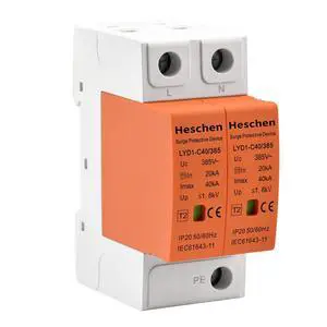 Surge Protective Device, LYD1-C40/385, 2P 385V 20KA, Fire-Proof, Low-Voltage Arrester, 35mm DIN Rail Mounting Surge Protective Device, LYD1-C40/385, 2P 385V 20KA, Fire-Proof, Low-Voltage Arrester, 35mm DIN Rail Mounting
