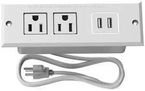 1500W Recessed Power Strip Mount Hidden Charging Station with USB Plug Multiple Surge Protector Outlet Extender with Extension Cord for Nightstand Furniture Bed Conference Table (White) 1500W Recessed Power Strip Mount Hidden Charging Station with USB Plug Multiple Surge Protector Outlet Extender with Extension Cord for Nightstand Furniture Bed Conference Table (White)
