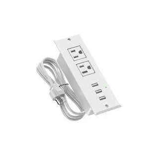 Recessed Power Strip, Flush Mount Charging Station with USB Ports, Multiple Surge Protector with Extension Cord for Desk Furniture Table Nightstand Bed (White-2AC Outlets + 3USB-A) Recessed Power Strip, Flush Mount Charging Station with USB Ports, Multiple Surge Protector with Extension Cord for Desk Furniture Table Nightstand Bed (White-2AC Outlets + 3USB-A)