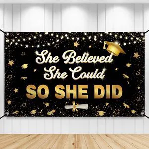 She Believed She Could So She Did Banner 72x44 Inch | Graduation Banner Class of 2026 for Graduation Decorations 2026, Congratulations Grad Party Decorations She Believed She Could So She Did Banner 72x44 Inch | Graduation Banner Class of 2026 for Graduation Decorations 2026, Congratulations Grad Party Decorations