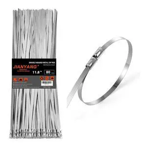 Metal Zip Ties 11.8 Inch 304 Stainless Steel Zip Ties Multi-Purpose Self-Locking Double Headed Heavy Duty Cable Ties 300LBS for Exhaust Wrap, Machinery, Vehicles, Farms and Outdoor Fence 80 Pack Metal Zip Ties 11.8 Inch 304 Stainless Steel Zip Ties Multi-Purpose Self-Locking Double Headed Heavy Duty Cable Ties 300LBS for Exhaust Wrap, Machinery, Vehicles, Farms and Outdoor Fence 80 Pack