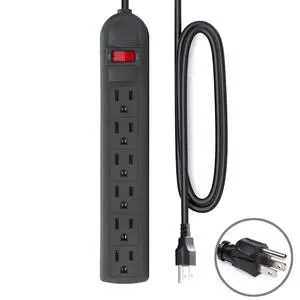 Extension Cord 6 ft - Long Power Strip Surge Protector, 6 AC Outlet Flat Plug, Wall Mount, Multi Plug Outlet Extender Desk Charging Station for Computer Home Office Dorm Room Essentials (Black) Extension Cord 6 ft - Long Power Strip Surge Protector, 6 AC Outlet Flat Plug, Wall Mount, Multi Plug Outlet Extender Desk Charging Station for Computer Home Office Dorm Room Essentials (Black)
