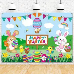 8x6ft Happy Easter Backdrop Banner Colorful Eggs Bunny Birthday Photography Background for Kids Spring Easter Party Decorations Large Fabric Photo Booth Supplies Indoor Outdoor 8x6ft Happy Easter Backdrop Banner Colorful Eggs Bunny Birthday Photography Background for Kids Spring Easter Party Decorations Large Fabric Photo Booth Supplies Indoor Outdoor