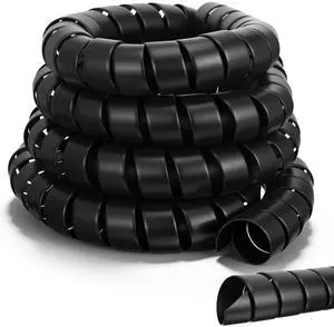 1 Pack Black Hydraulic Hose Protector - 12 Ft 1.6" OD Spiral Hydraulic Hose Wrap Cable Wrap Spiral for Wire Organizer, Heavy Duty PP Cord Sleeve 1 Pack Black Hydraulic Hose Protector - 12 Ft 1.6" OD Spiral Hydraulic Hose Wrap Cable Wrap Spiral for Wire Organizer, Heavy Duty PP Cord Sleeve