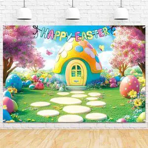 7x5ft Happy Easter Backdrop Banner Easter Eggs House Photography Background Colorful Spring Easter Yard Party Decorations for Kids Fabric Wall Decor Photo Booth Indoor Outdoor 7x5ft Happy Easter Backdrop Banner Easter Eggs House Photography Background Colorful Spring Easter Yard Party Decorations for Kids Fabric Wall Decor Photo Booth Indoor Outdoor