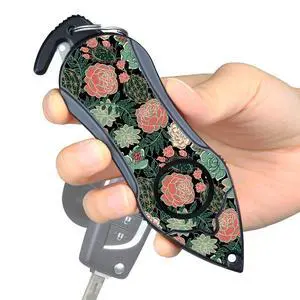 USA 140dB Siren Personal Safety Alarm Keychain Emergency Tool | Green Flower, Panic Alarm Siren, Seatbelt Cutter, Car Window Breaker, Safety Device for Women Kid USA 140dB Siren Personal Safety Alarm Keychain Emergency Tool | Green Flower, Panic Alarm Siren, Seatbelt Cutter, Car Window Breaker, Safety Device for Women Kid
