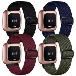 4 Pack Elastic Bands Compatible With Fitbit Versa & Versa 2 Wristbands - Soft Loop Nylon Adjustable Stretchy Replacement Straps for Women & Men 4 Pack Elastic Bands Compatible With Fitbit Versa & Versa 2 Wristbands - Soft Loop Nylon Adjustable Stretchy Replacement Straps for Women & Men